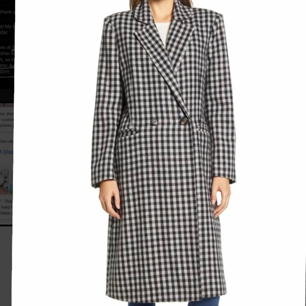 BeachLunchLounge Cait Gingham Long Coat XS - Picture 3 of 7